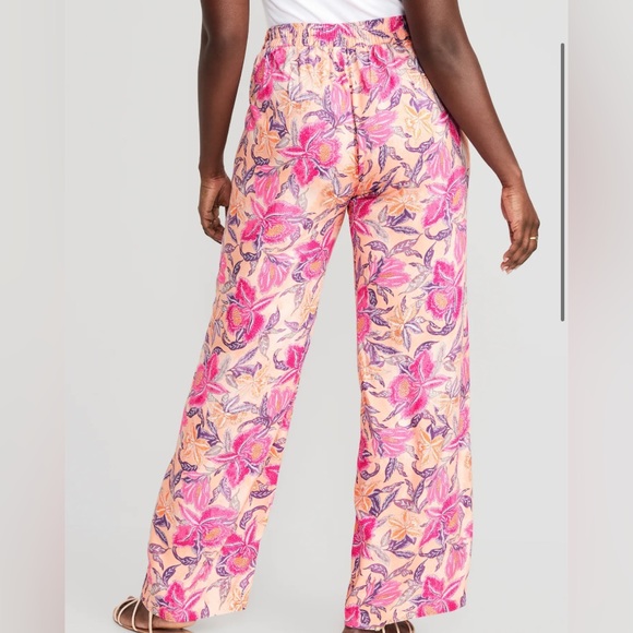 ๐๐ธ Peach Floral Print High-Waisted Playa Soft-Spun Wide-Leg Pants Size M - Picture 8 of 10